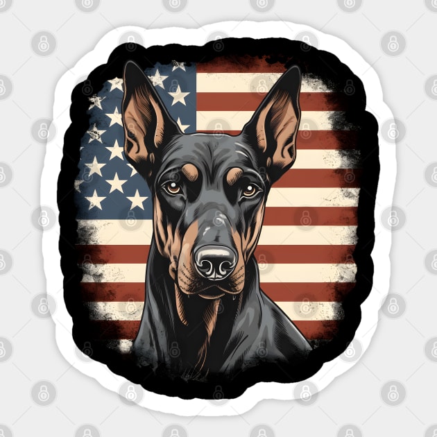 Doberman Pinscher 4th of July Sticker by NatashaCuteShop